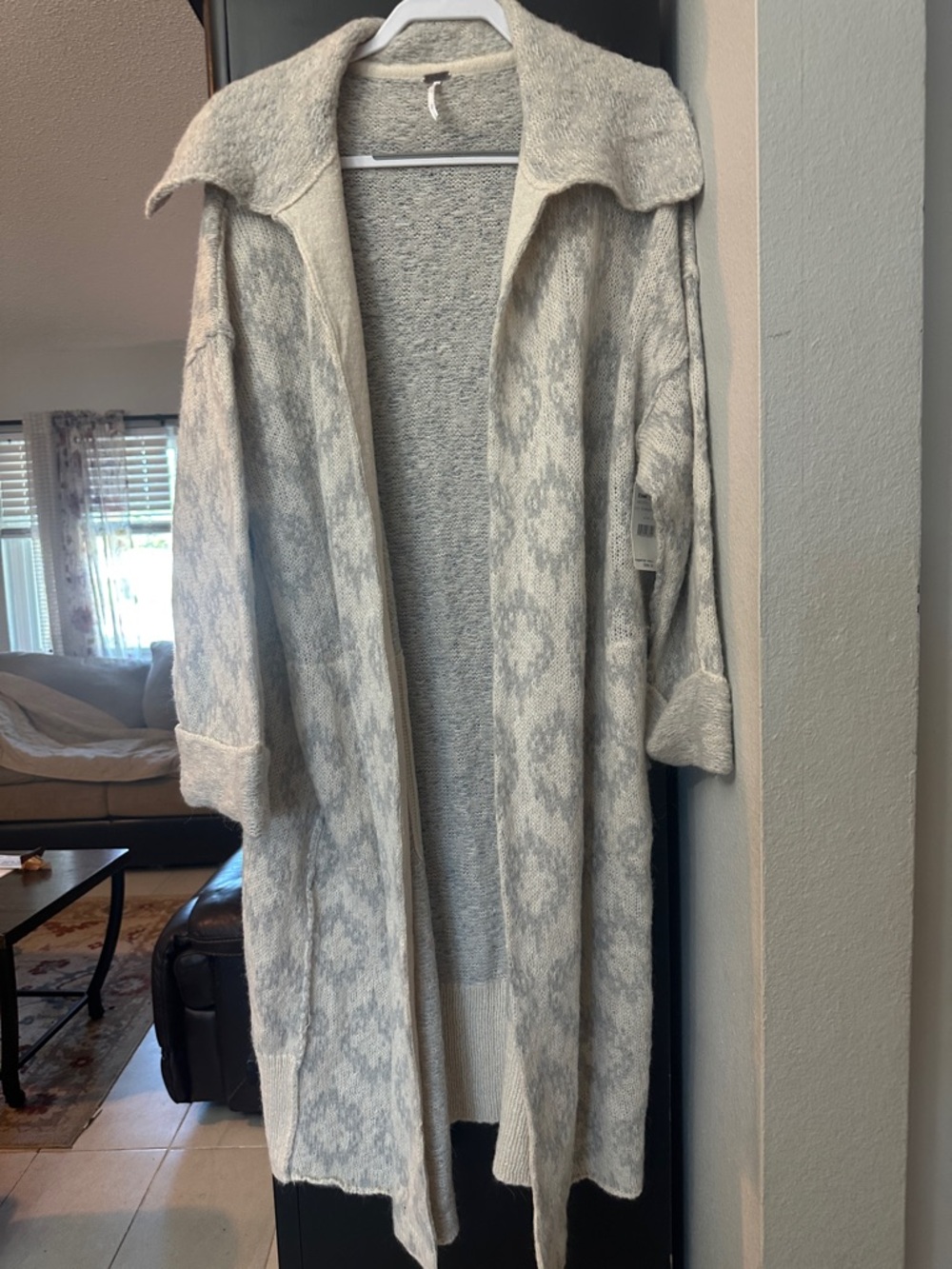 NWT Free People Cozy Open-Front Long Cardigan Sweater - Light Gray